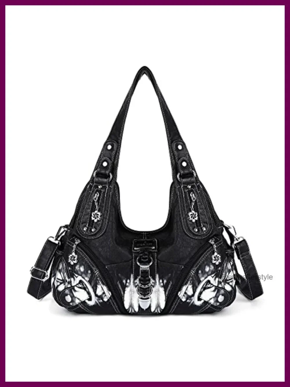 Women's Faux Leather Hobo Satchel Bag with Double Straps, Large Everyday Purse